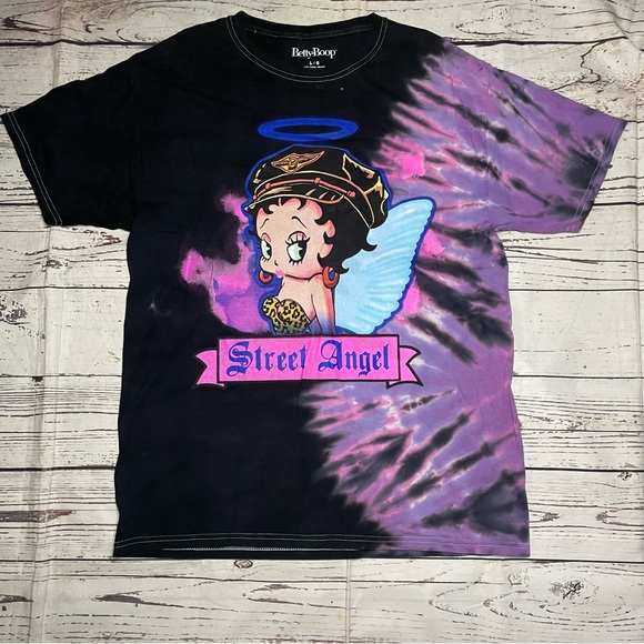 New! Betty Boop Tie Dye Shirt Distressed Vintage Inspired Graphic T-Shirt Top - Picture 1 of 4